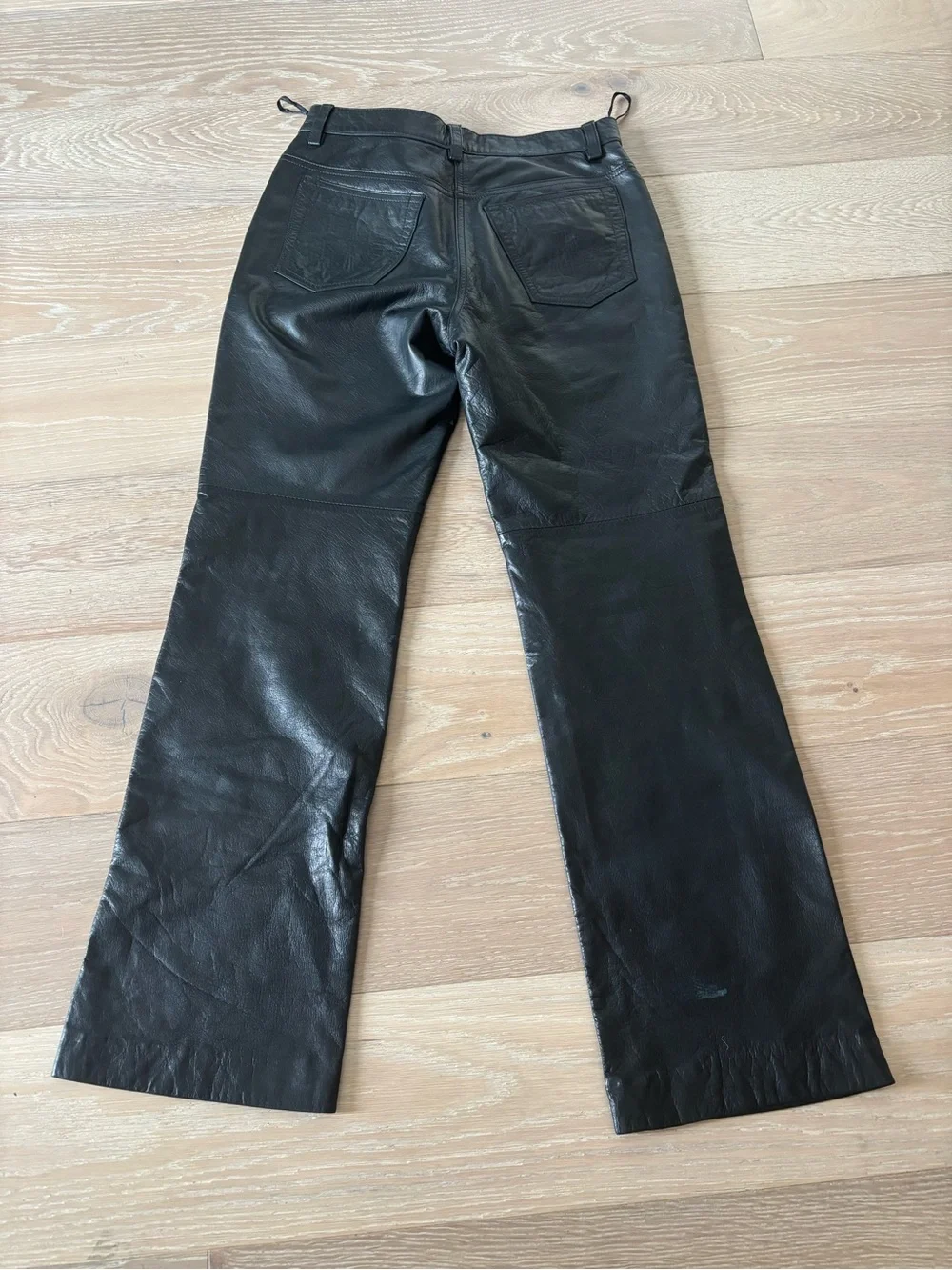Vintage 90s Ann Taylor Petites 100% Leather Pants Black Straight Leg Size 2P